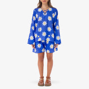 Blue Daisy Shorts Set