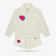 Kids Heart Half-Zip Sweater & Shorts Set