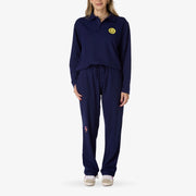 Navy Smiley Polo Pants Set
