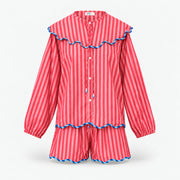 Berry Stripe Shorts Set