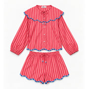 Berry Stripe Shorts Set