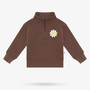 Kids Chocolate Brown Half-Zip Sweater Set