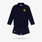 Navy Smiley Polo Shorts Set