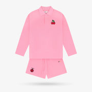 Pink Cherry Polo Shorts Set
