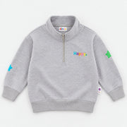 Kids Grey Happy Zip-Up Sweater + Shorts Set