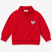 Kids Red Heart Zip-Up Sweater + Shorts Set