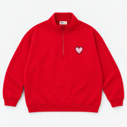 Red Heart Zip-Up Sweater + Shorts Set