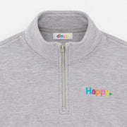 Kids Grey Happy Zip-Up Sweater + Shorts Set