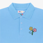 Blue Flowers Polo Shorts Set