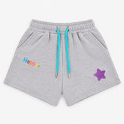 Kids Grey Happy Zip-Up Sweater + Shorts Set